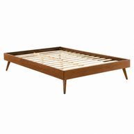 Walnut Wood Platform Full Bed Frame