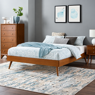 Walnut Wood Platform Full Bed Frame