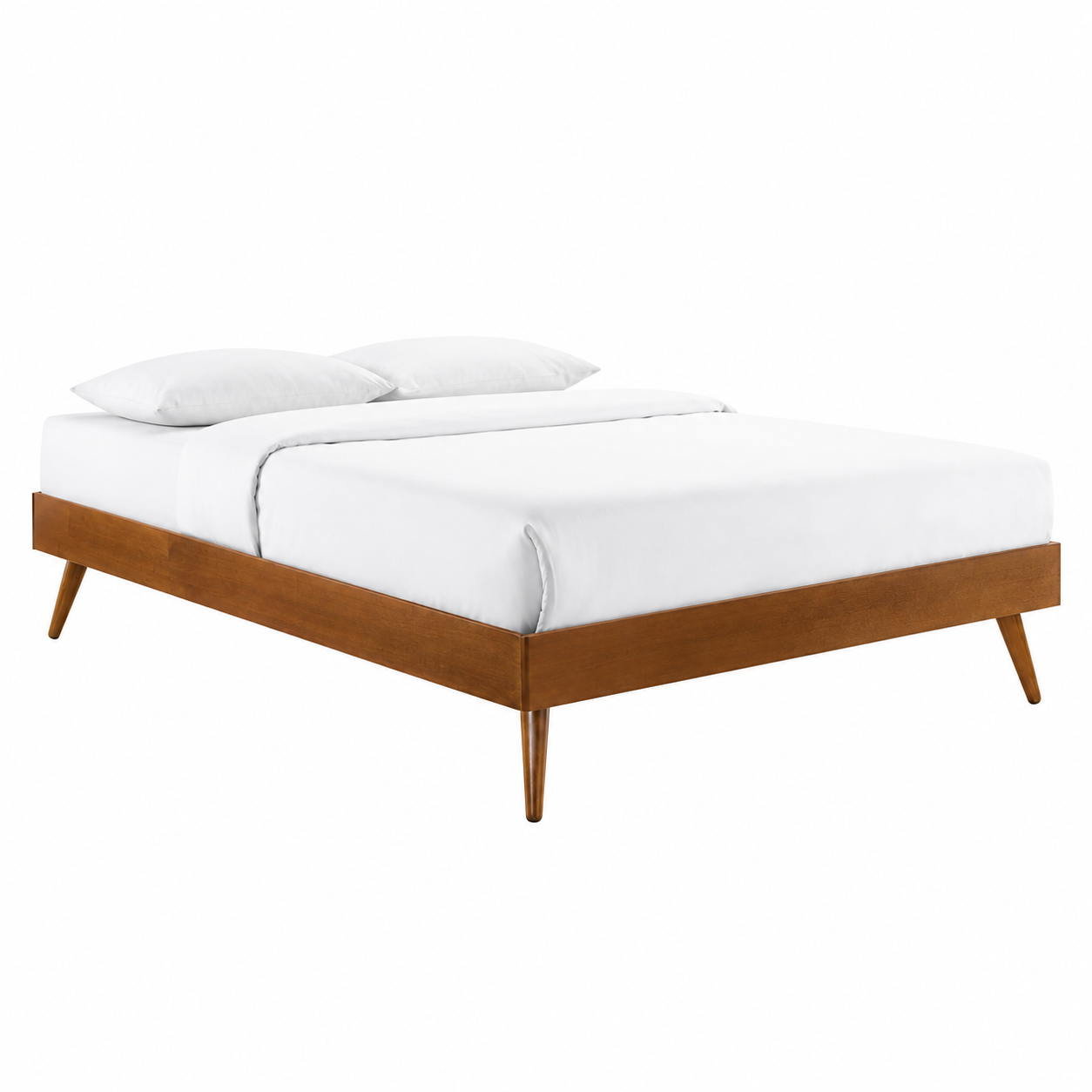 Walnut Wood Platform Full Bed Frame