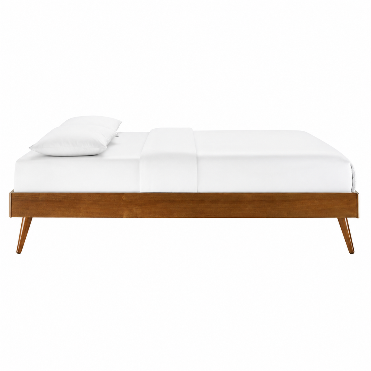 Walnut Wood Platform Full Bed Frame