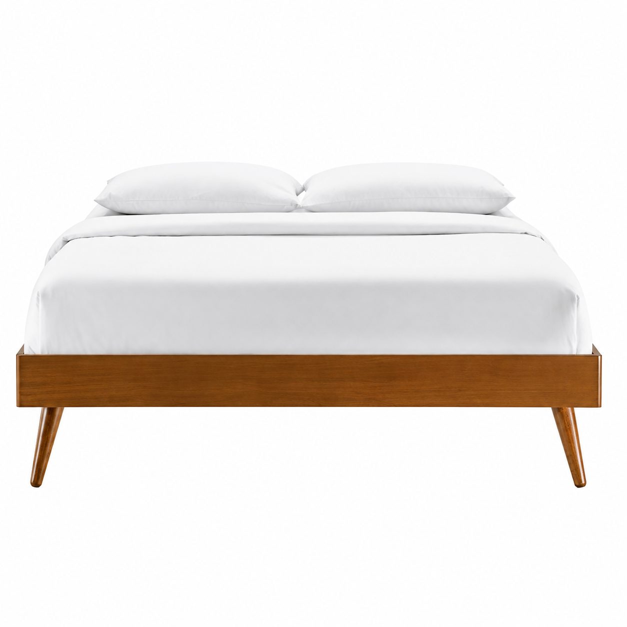 Walnut Wood Platform Full Bed Frame