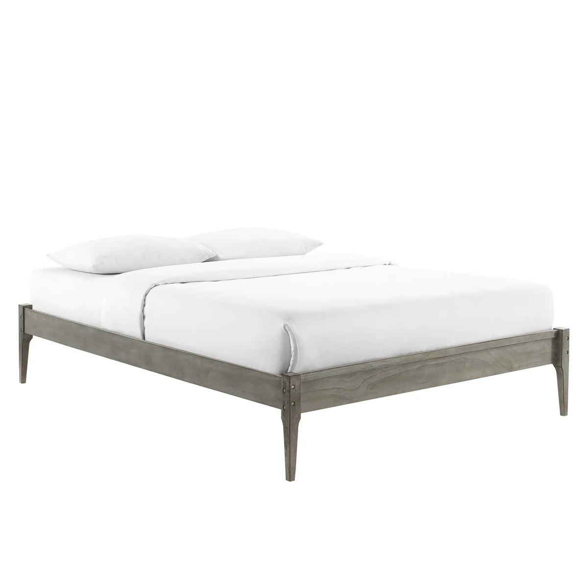 Gray Wood Platform Bed Frame