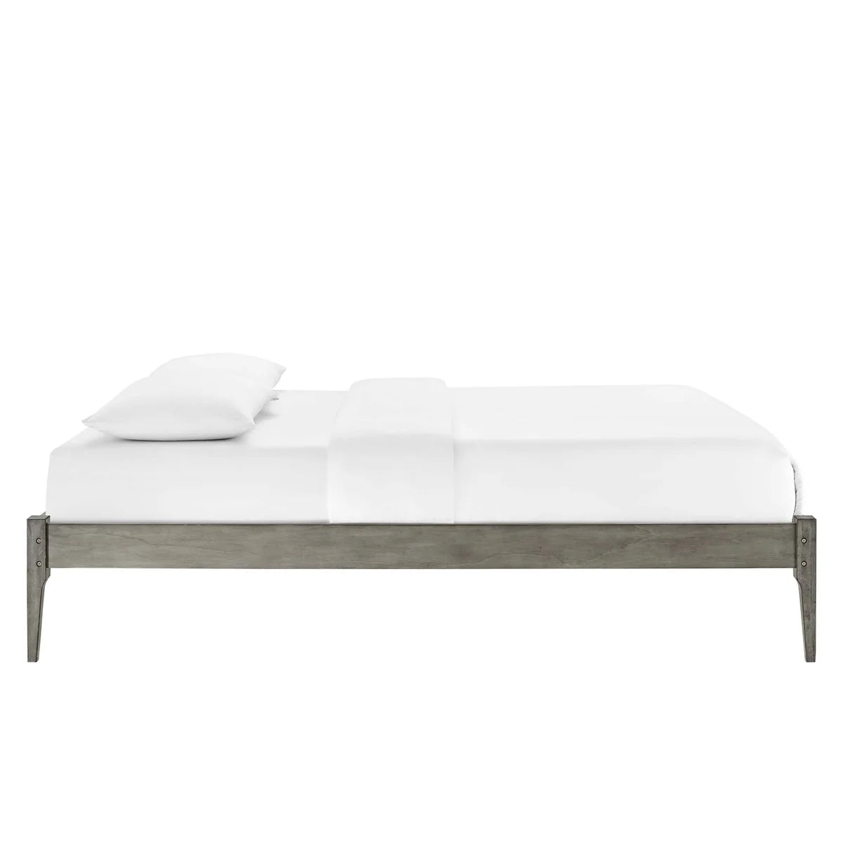Gray Wood Platform Bed Frame