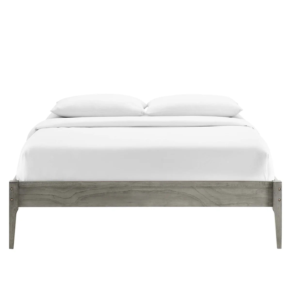 Gray Wood Platform Bed Frame