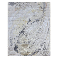 Modern Abstract Area Rug – Grey, Beige & Gold
