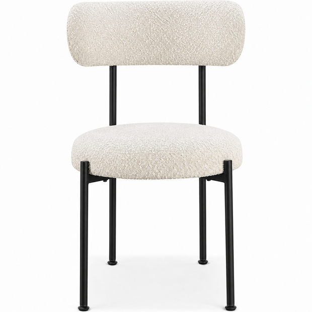 Modern White Boucle Upholstered Dining Chair Set