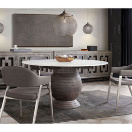 Marble & Acacia Wood 5 PC Dining Set