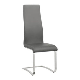 Chrome & Gray Leatherette High-Back Dining Chair (Set of 4)