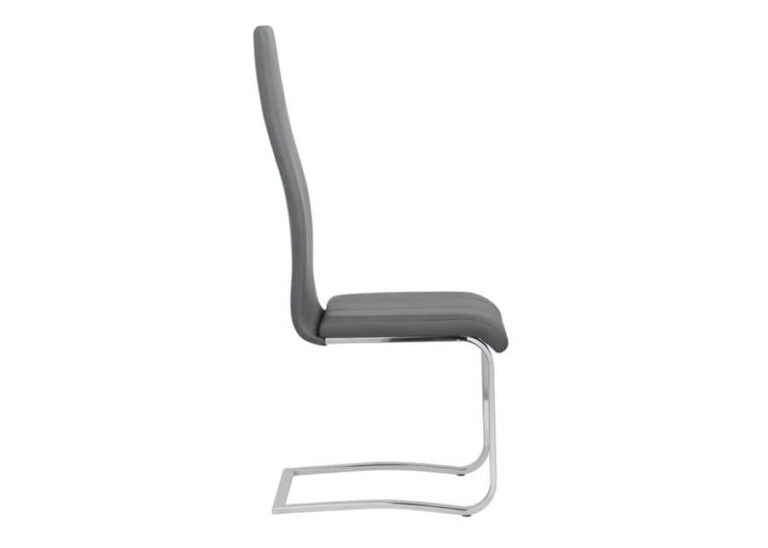 Chrome & Gray Leatherette High-Back Dining Chair (Set of 4)