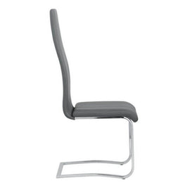 Chrome & Gray Leatherette High-Back Dining Chair (Set of 4)