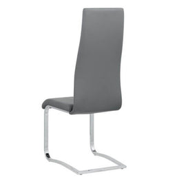 Chrome & Gray Leatherette High-Back Dining Chair (Set of 4)
