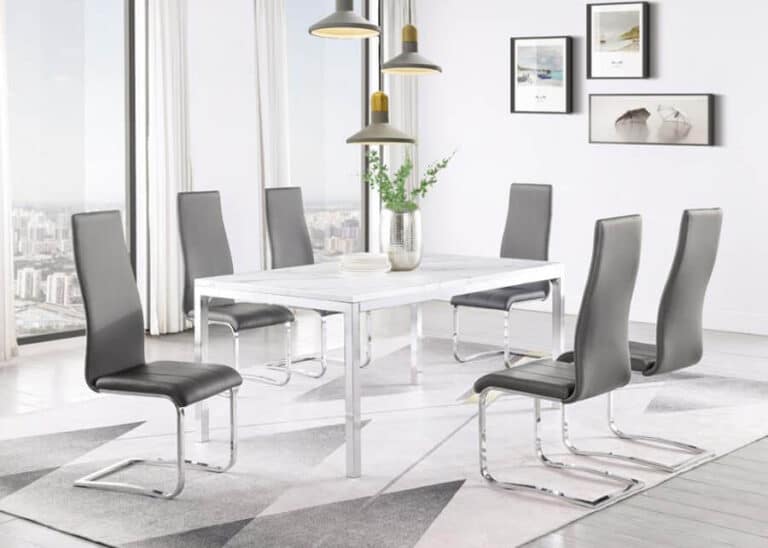 Chrome & Gray Leatherette High-Back Dining Chair (Set of 4)