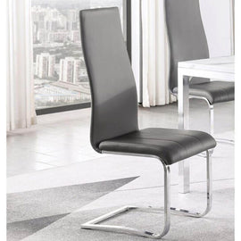 Chrome & Gray Leatherette High-Back Dining Chair (Set of 4)