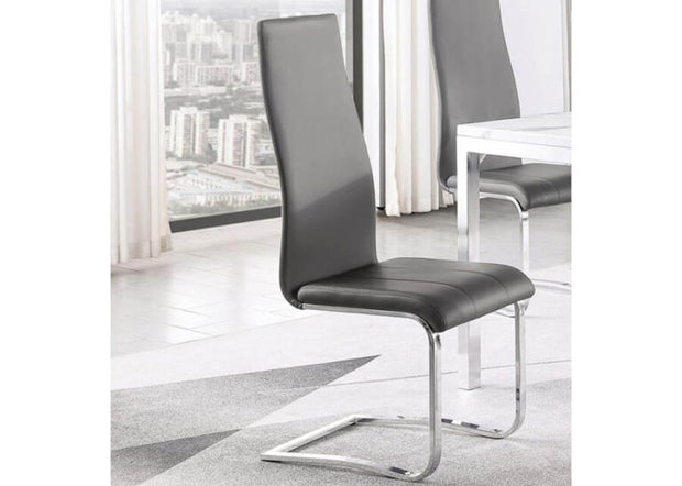 Chrome & Gray Leatherette High-Back Dining Chair (Set of 4)