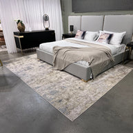 Modern Abstract Area Rug – Grey, Beige & Gold