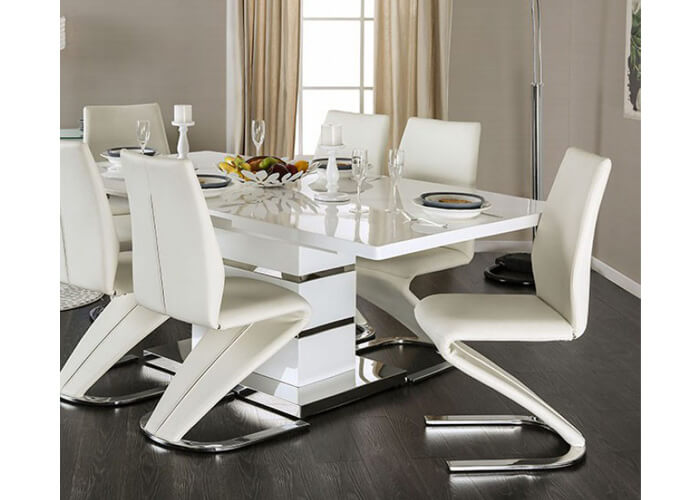 Modern High Gloss & Z-Shaped Dining Set