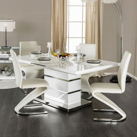 Modern High Gloss & Z-Shaped Dining Set