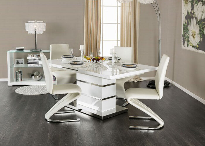 Modern High Gloss & Z-Shaped Dining Set
