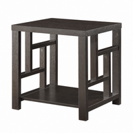 Geometric Wood End Table with Open Shelf