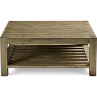 Solid Wood Square Coffee Table with Lower Shelf