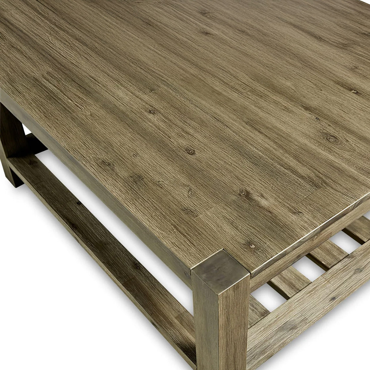 Solid Wood Square Coffee Table with Lower Shelf