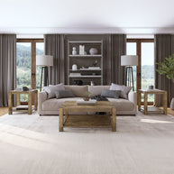 Solid Wood Square Coffee Table with Lower Shelf