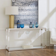 Acrylic & White Glass Console Table