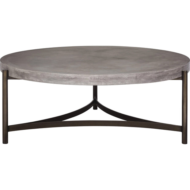 Round Concrete Coffee Table with Metal Base