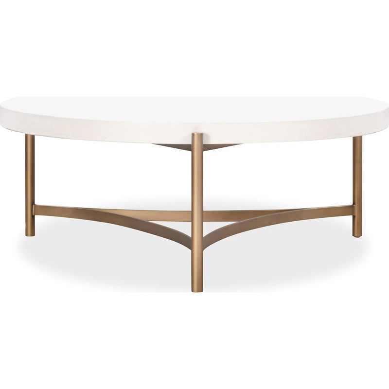 Round Concrete Coffee Table with Metal Base