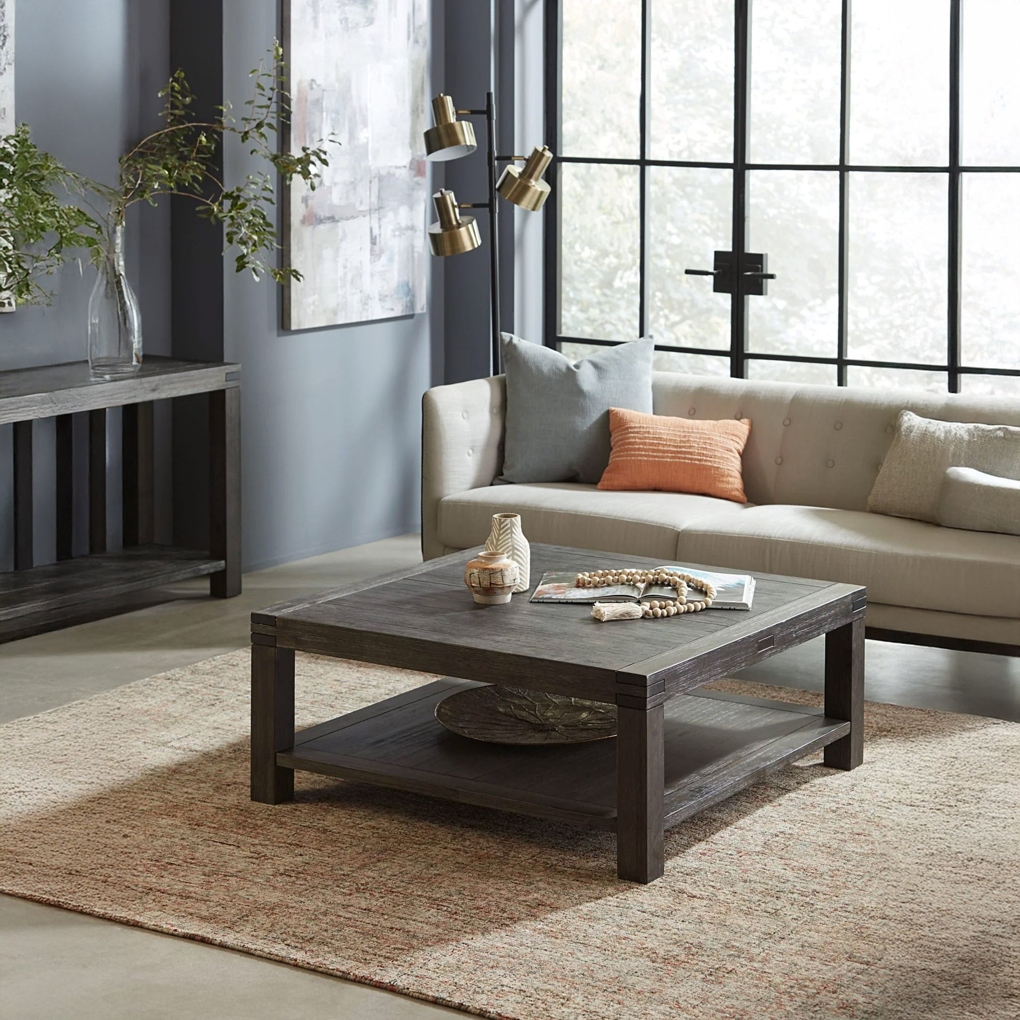 Modern Rustic Living Room Table in Graphite