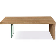Modern White Oak & Glass Coffee Table