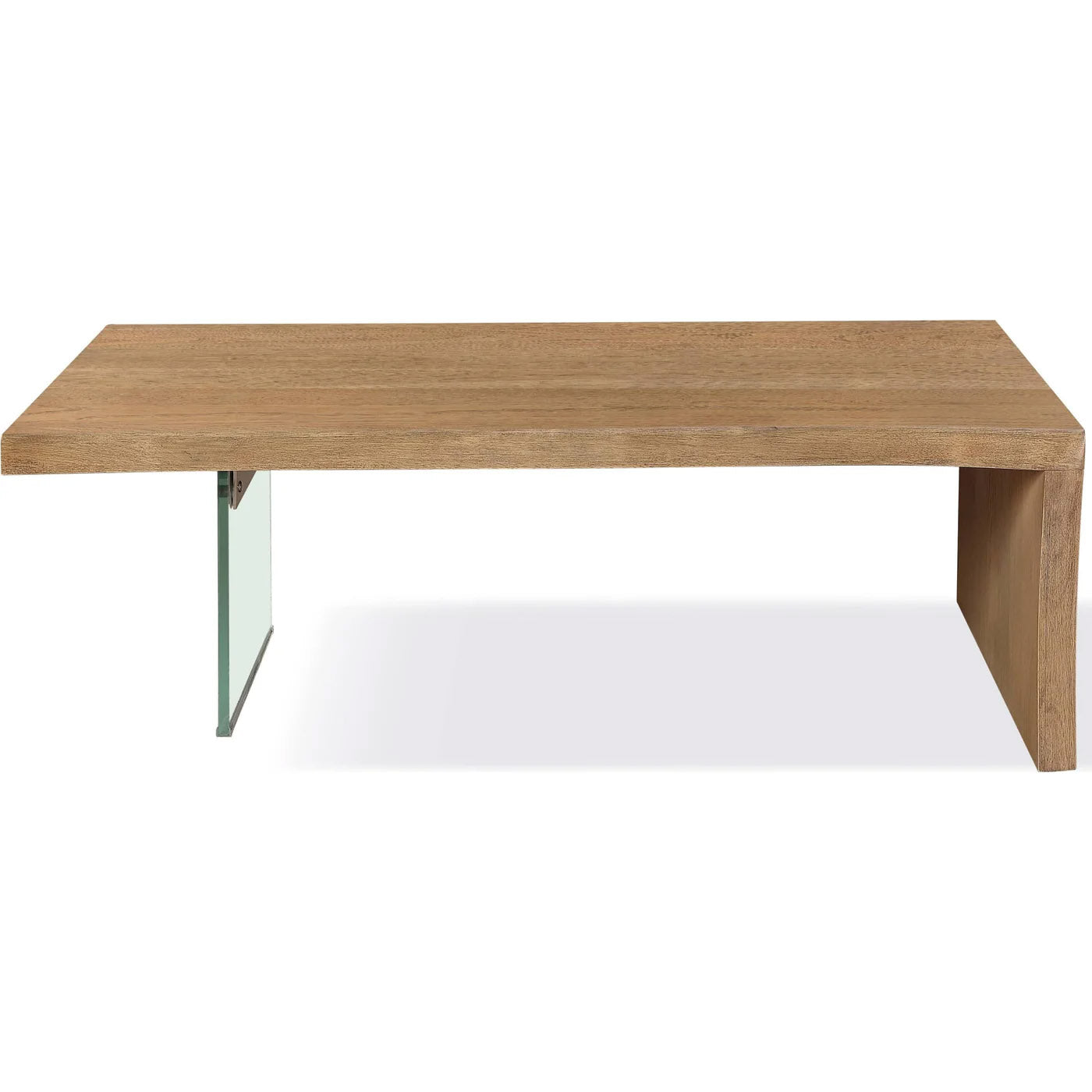 Modern White Oak & Glass Coffee Table