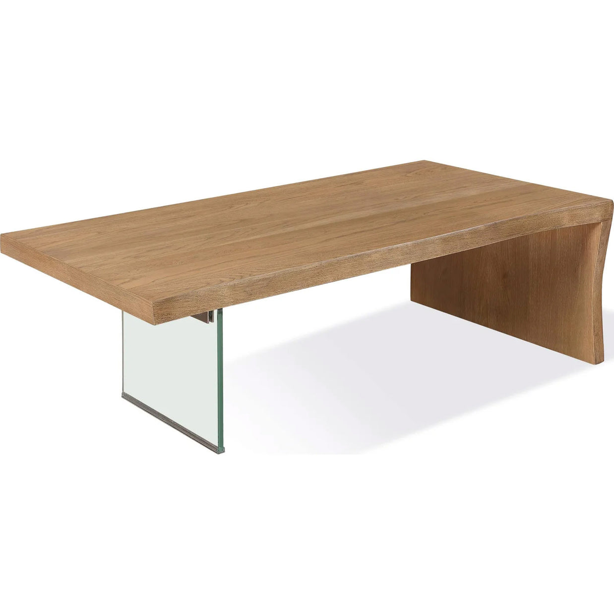 Modern White Oak & Glass Coffee Table