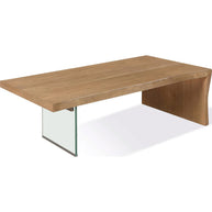 Modern White Oak & Glass Coffee Table