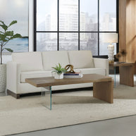 Modern White Oak & Glass Coffee Table