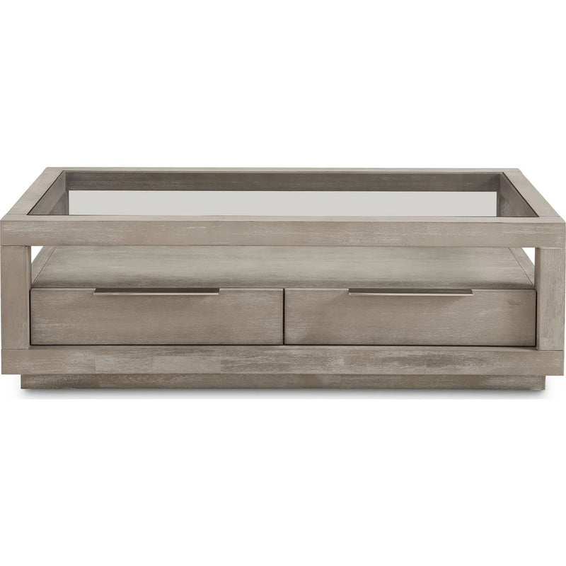 Modern Glass Top Coffee Table with Drawers