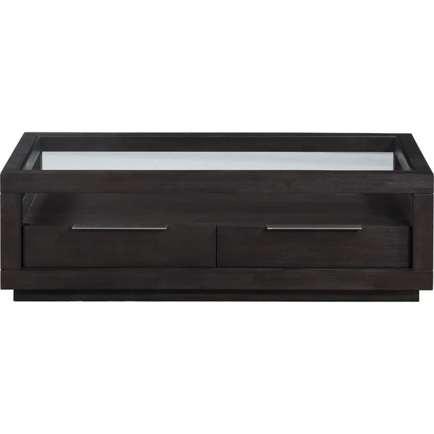 Modern Glass Top Coffee Table with Drawers