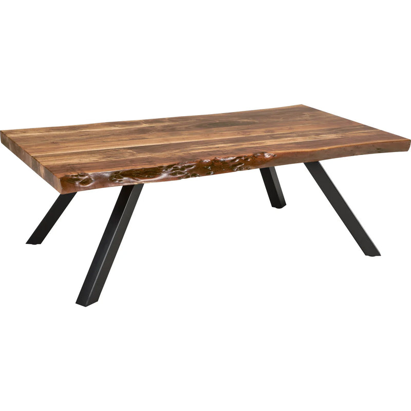 Live Edge Solid Wood Coffee Table with Metal Legs