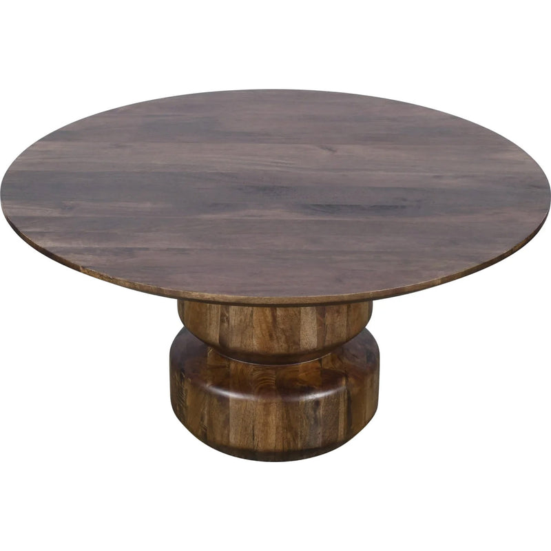 Virton Solid Wood Round Coffee Table – Smoked Brown Finish