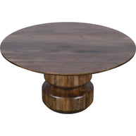 Virton Solid Wood Round Coffee Table – Smoked Brown Finish
