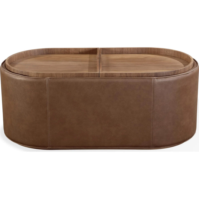 Leather Upholstered Storage Coffee Table