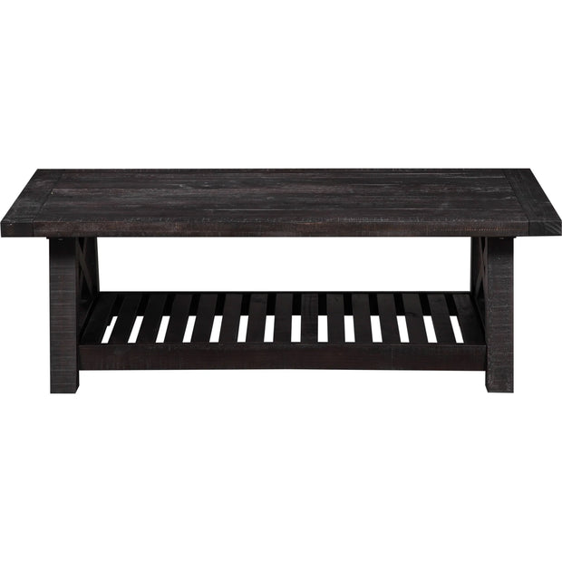 Solid Wood Coffee Table with Slatted Shelf