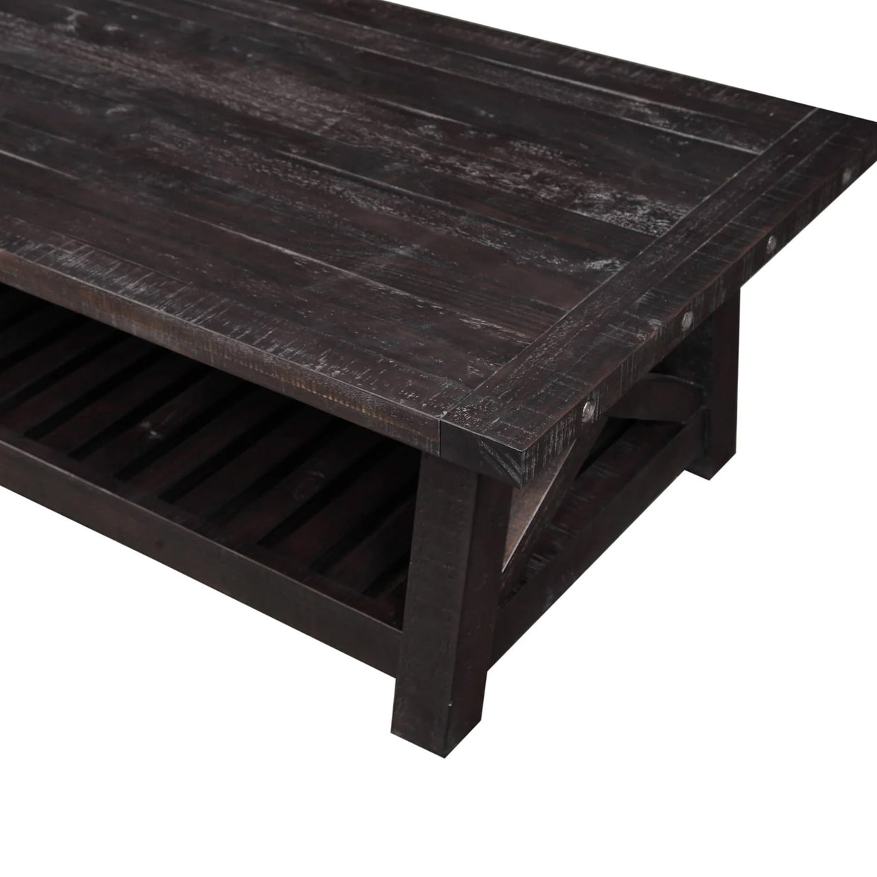 Solid Wood Coffee Table with Slatted Shelf