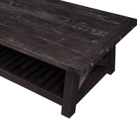 Solid Wood Coffee Table with Slatted Shelf
