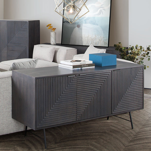 Geometric Modern Smoke Gray Sideboard