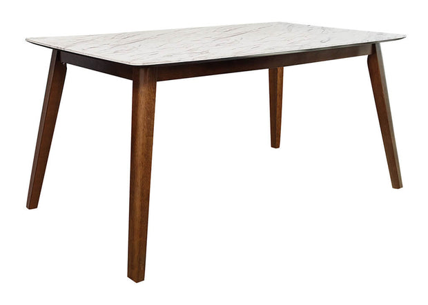 Natural Walnut & Marble 7 PC Dining Set