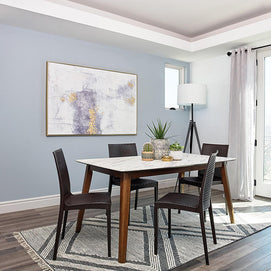 Natural Walnut & Marble Dining Table