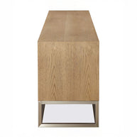 White Oak TV Media Console with Floating Glass Shelf