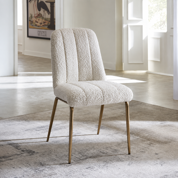 Boucle & Bronze Dining Chair Set