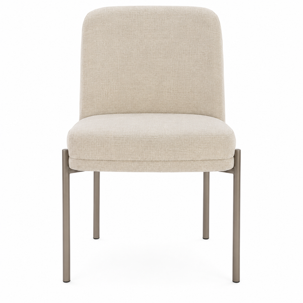 Linen & Nickel Metal Dining Chair Set